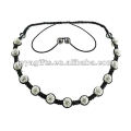 Colar de shamballa branco com bolas de cristal 13pcs